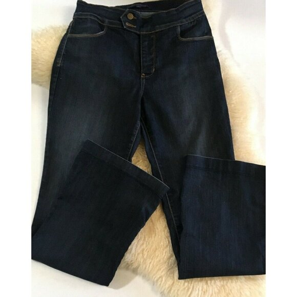 NYDJ Women Jeans Bootcut Lift Tuck Dark Wash Stretchy Mid Rise Made USA Size 6P - Picture 2 of 8
